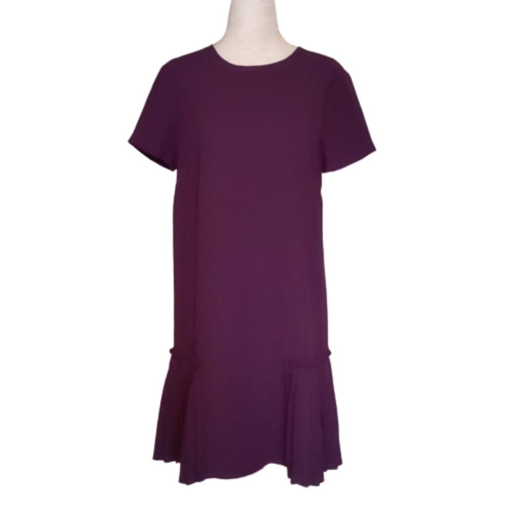 Ann Taylor Shift Dress with Pleat Detail Burgandy Size 0